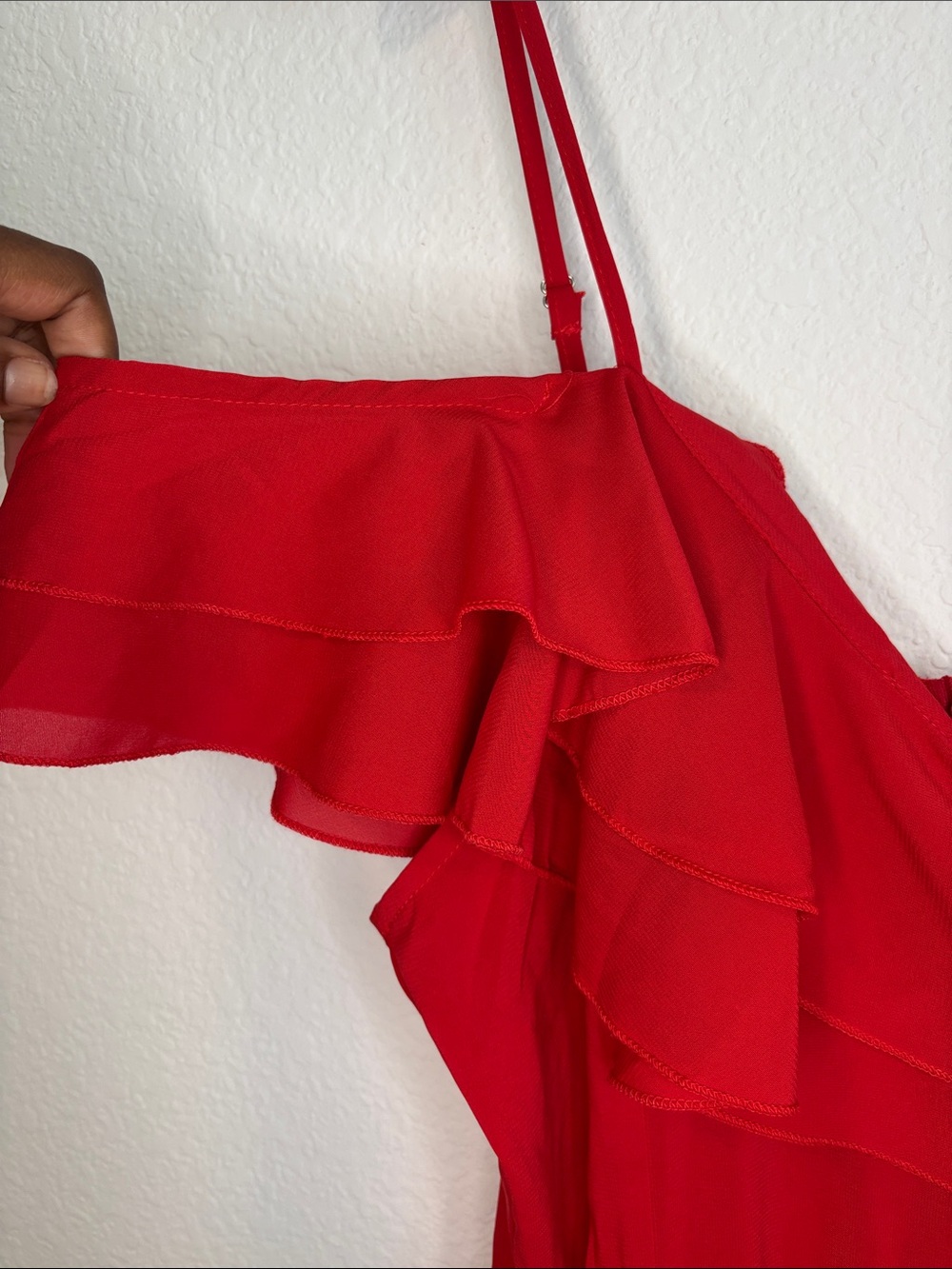 NWT PrettyLittleThing Red Ruffle Dress with Spaghetti Straps Maxi Dress 12 - Picture 4 of 12